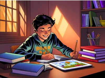 The Meaning of Homebound In Education Meaning of homebound in education.A young student attending an online class from home, surrounded by schoolbooks and a tablet on a desk.
